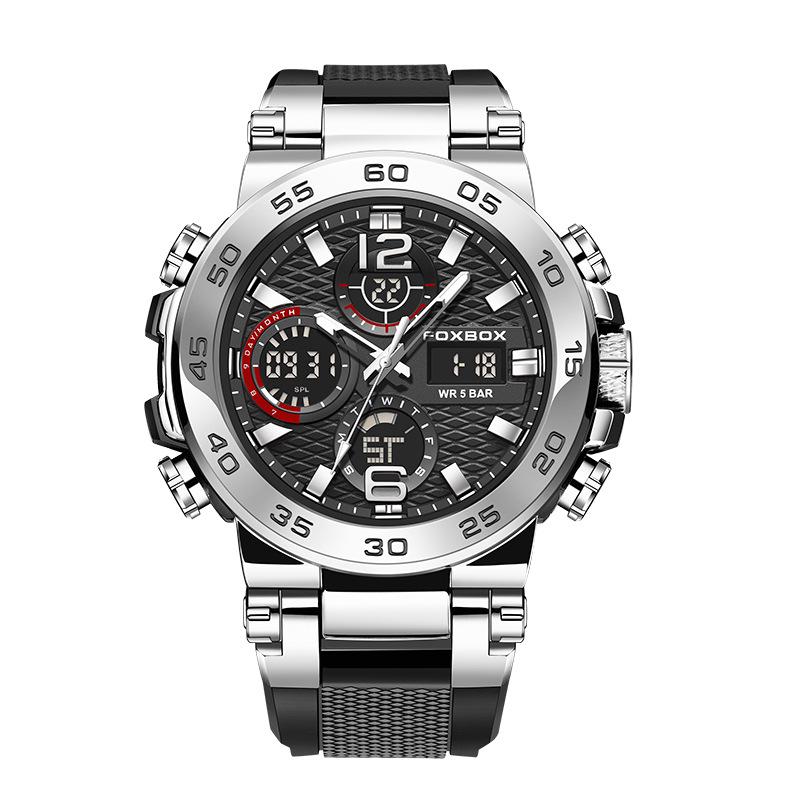 FOXBOX Multifunctional Sports Watch: Waterproof, Luminous, Dual Display.