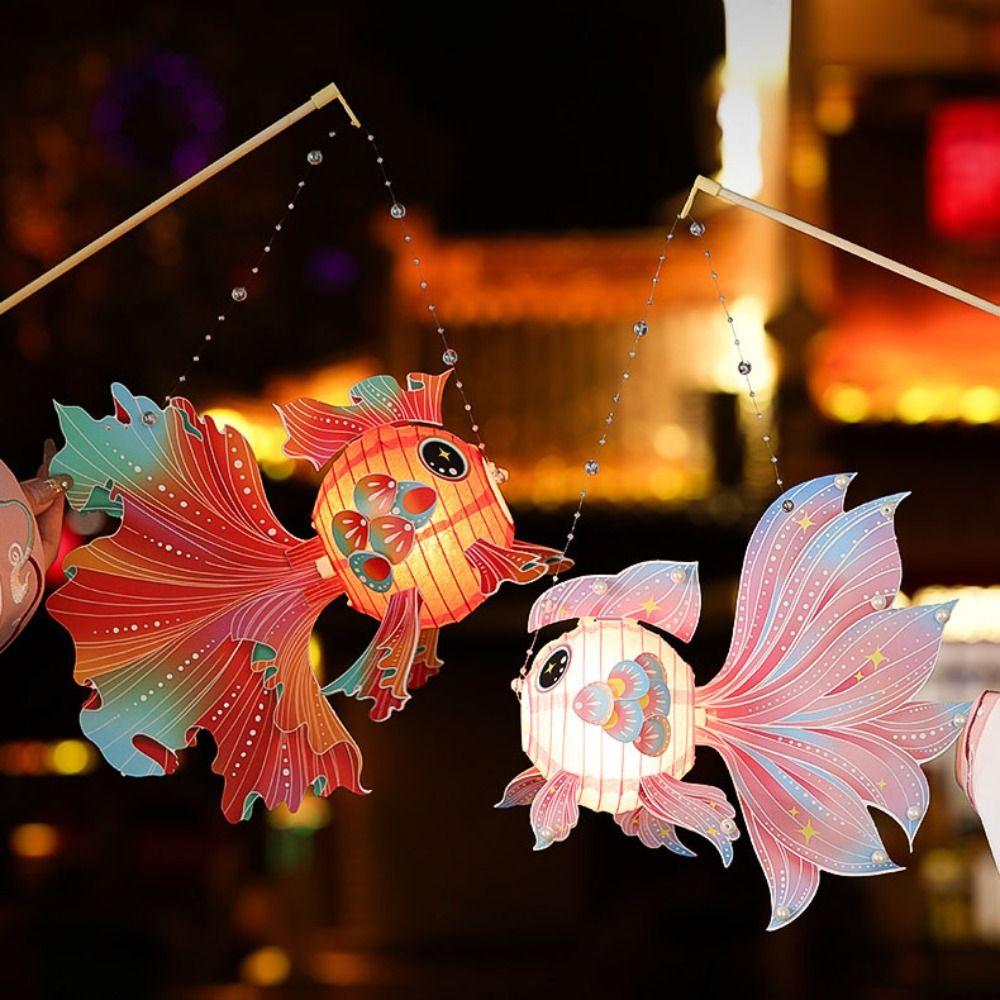 Goldfish Mid-Autumn Festival Lanterns Chinese Decoration Handheld Led Toy Manual Paper Lanterns