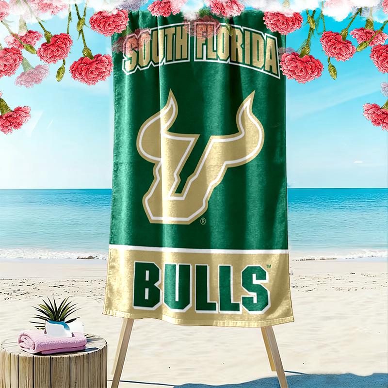 South Florida Bulls Print Beach Towel, Large Soft Quick Dry Towel for Beach Camping Swimming