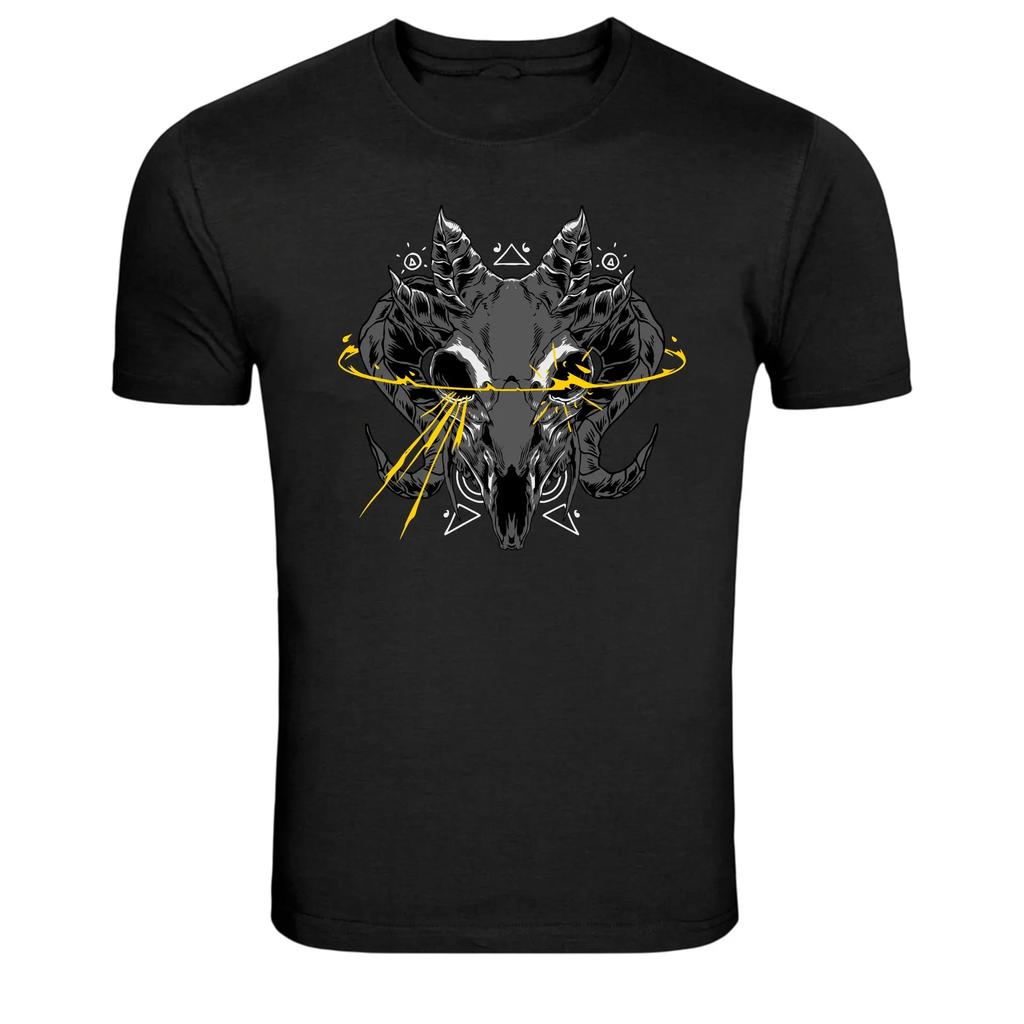 Demon Goat Skull Occult Graphic T-Shirt