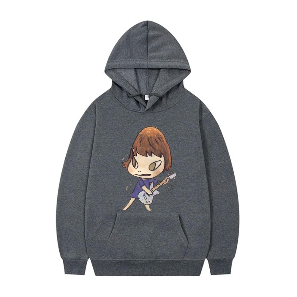 Yoshitomo Nara Rocker Guitar Graphic Hoodie Men Women Funny Cartoon Oversized Sweatshirt Long Sleeve Hoodies