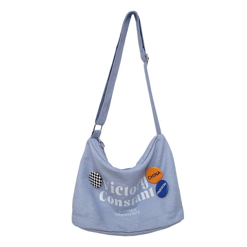 

Autumn and winter new pure cotton women s canvas single shoulder crossbody versatile bag letter daily commute casual white 33*14*26 синий