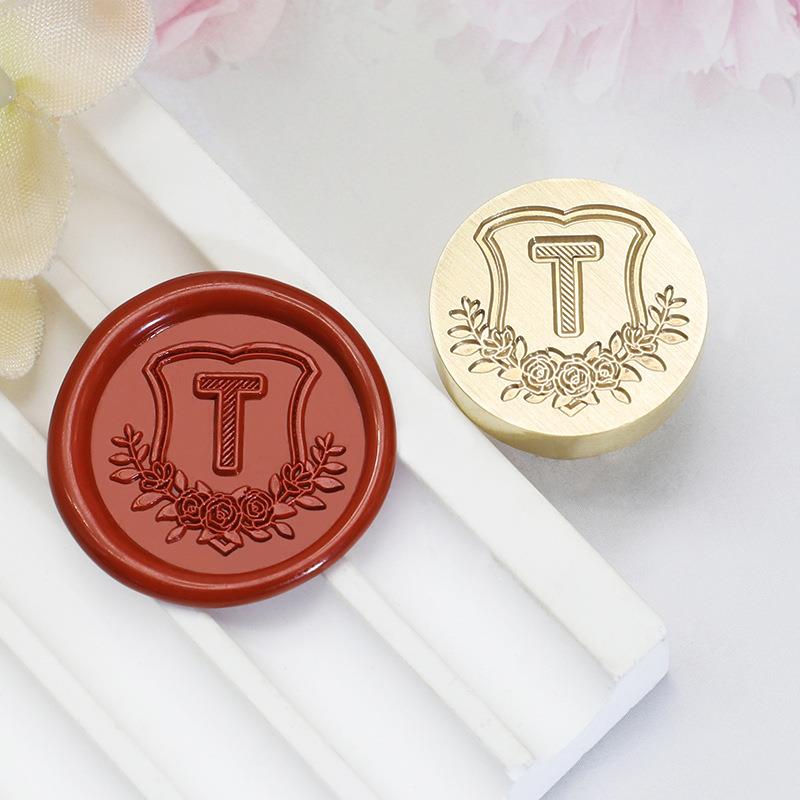 26 English Letters Datura Flower Pattern Wax Stamp Seal Envelope Sealin Greeting Card Gifts Wedding Invitation Decoration 20mm