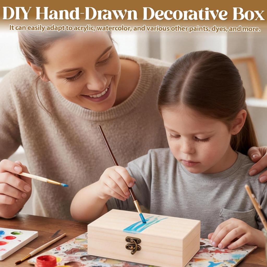 10Pcs Wooden Storage Box Jewelry Box With Hinged Lid DIY Unfinished Keepsake Box Jewelry Shell Storage Boxes for Birthday Gifts