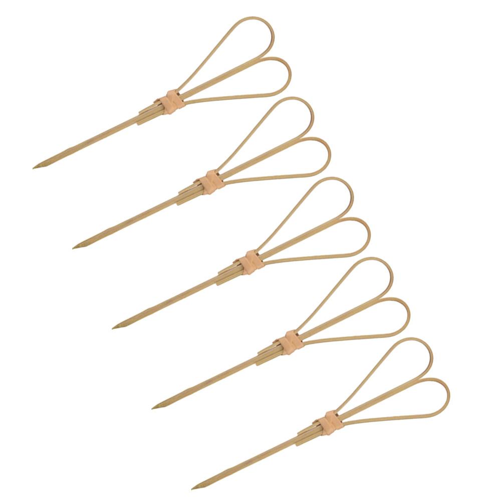 50Pcs Bamboo Fruit Picks 12Cm Scissors Design Cocktail Skewers for Appetizer Decoration Party Snack Serving Tools Green