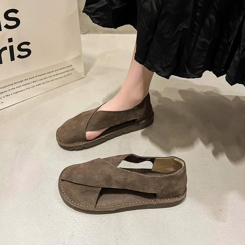 Baotou Sandals Women's Summer French Retro Flat Sandals Fairy Style Casual Sandals
