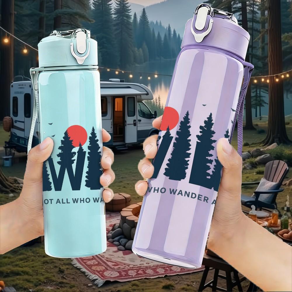 1PC Wild Mountain Pine Tree 750ml Color Plastic Sports Water Bottle Leakproof Flip Straw Lid Suitable for Sports Office Home Use