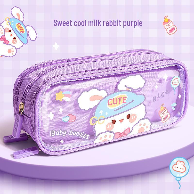 Capybara Girl Large Capacity Double-Layer Pencil Case with Double-Opening Window - Stylish & Unique.
