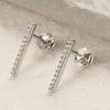 S925 Sterling Silver Zirconia Row Diamond Stud Earrings