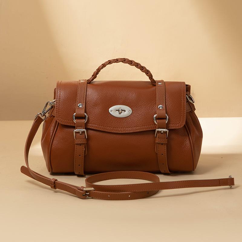 Fashionable Large-capacity Genuine Leather Women's Bag Top-layer Cowhide Tote Bag Messenger Bag Single-shoulder Large Bag