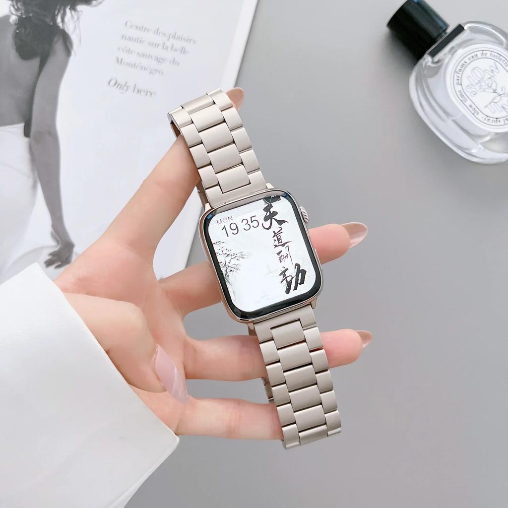 Starlight Stållänkarmband för Apple Watch Series Ultra 8 7 SE 6 5 4 3 49mm Metallarmband IWatch 38 40 41mm 42 44 mm 45mm