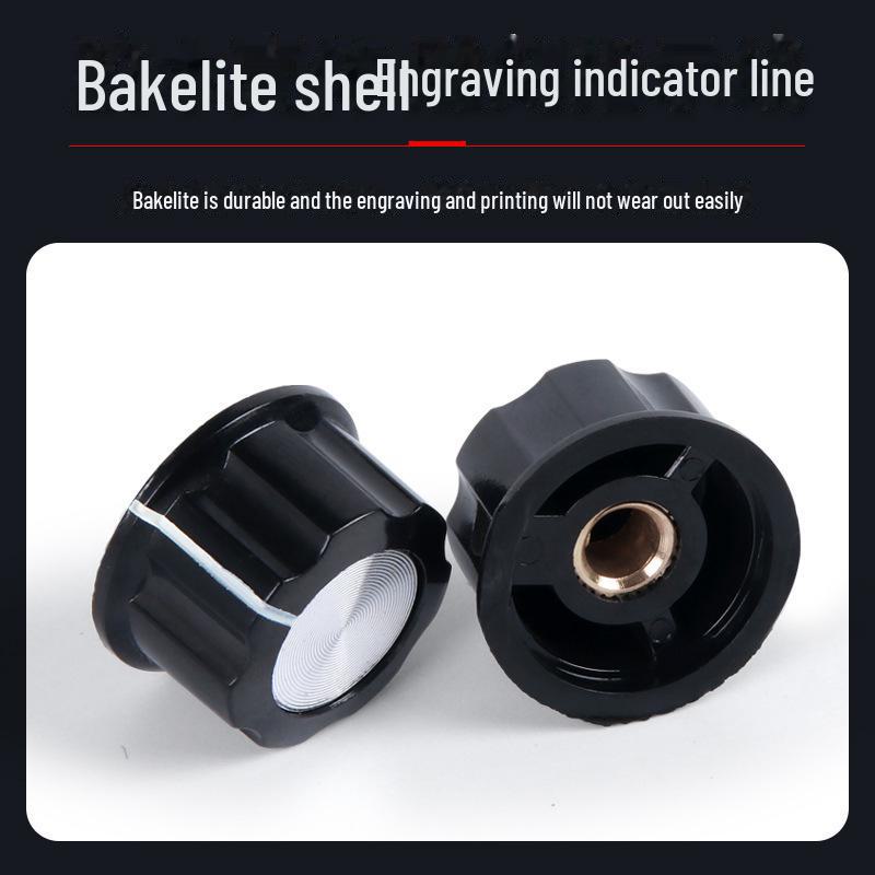 6mm Inner Hole Bakelite Potentiometer Volume Knob - Audio Adjustment Knob with Scale and Cap