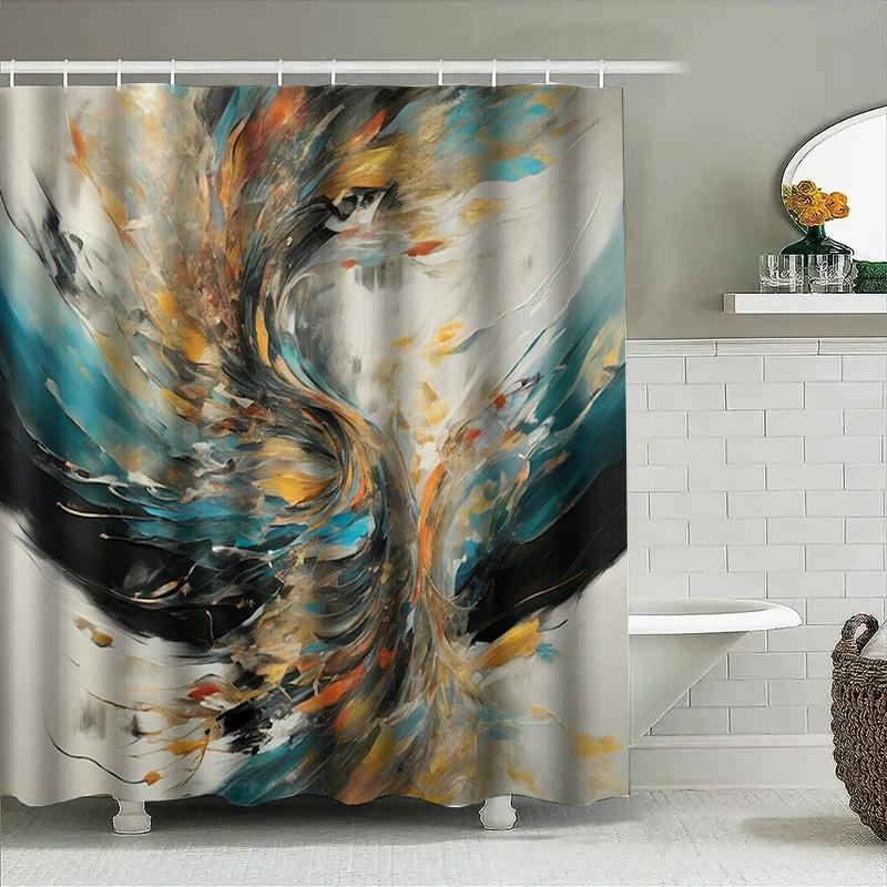 Abstract Art Shower Curtain Colorful Floral Design For Bathroom Decorations Home Decoration