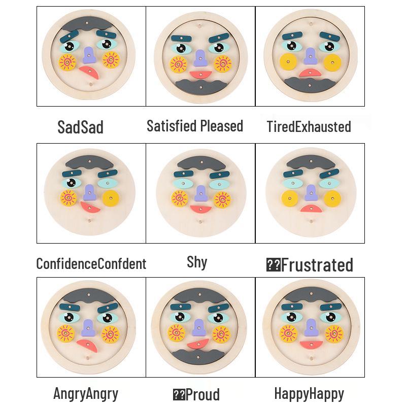 Wooden Children's Facial Expression Puzzle Game