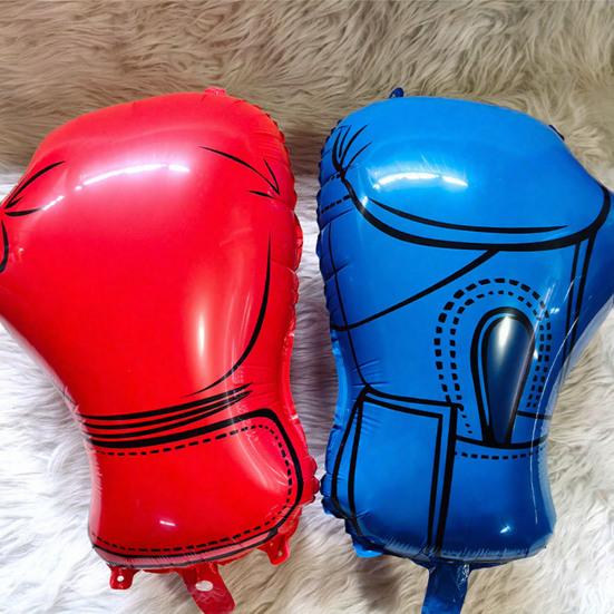 10 Pcs Boxing Gloves Balloons Inflatable Aluminum Foil Boxing Glove Balloons Sports Theme Party Decor for Birthday Wrestling Events