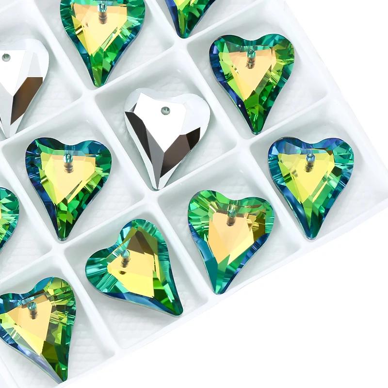 6240 Crystal Wild Heart Charms Glass Austria Loose Beads Pendant Rhinestones for DIY Earring Necklace Jewelry Accessories 12Pcs