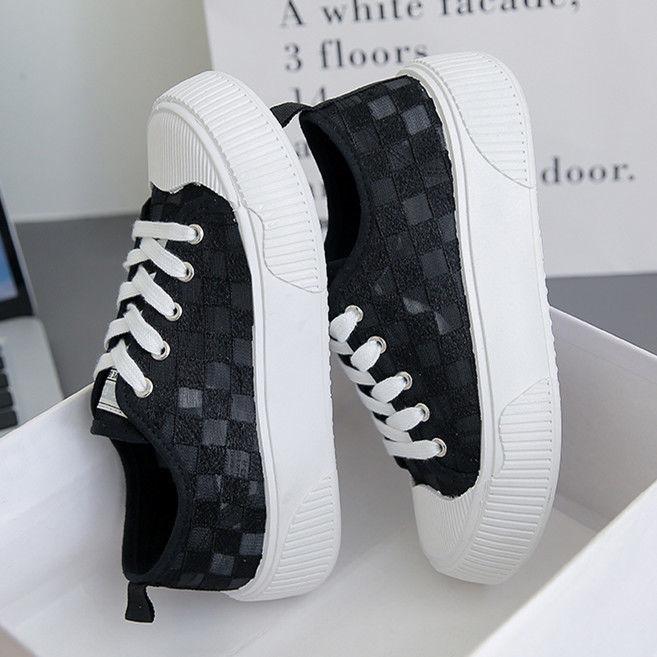 Breathable Mesh Fishermen's Shoes Women's Summer Thick Soled Canvas Lace Antiskid Wear-resistant Versatile Board Shoes