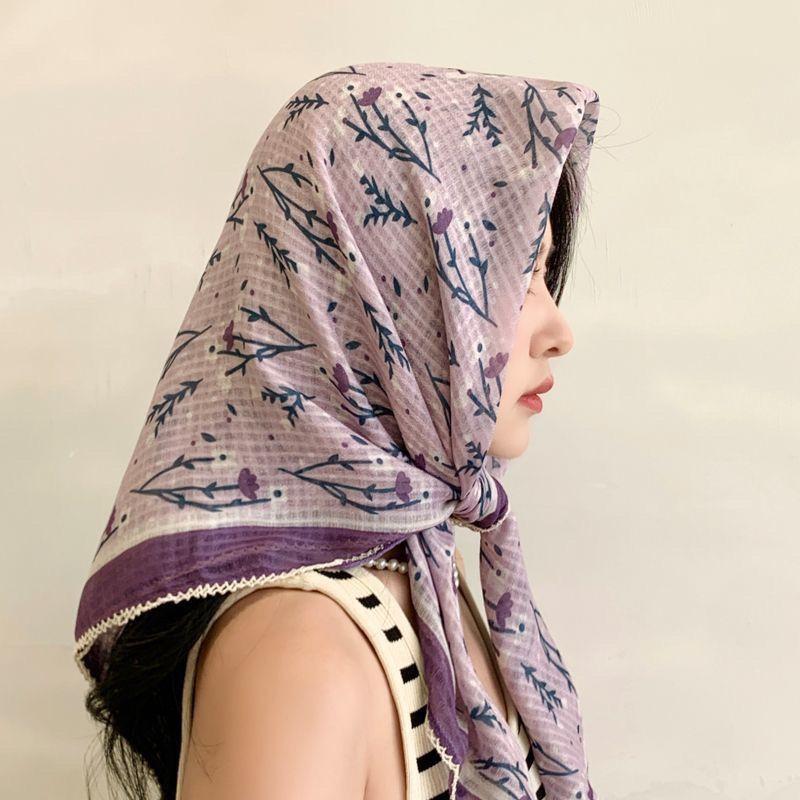 

Хлопковый головной платок для женщин, большой квадратный шарф для волос, мягкие повязки на голову, банданы для сна, размер 90*90 см 90*90cm