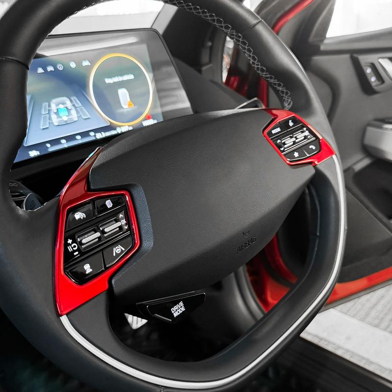 For Kia EV6 Niro SG2 2pcs Red Inner Steering Wheel Button Frame Trim Cover Interior Mouldings Car Upgrade Decoration Accessory