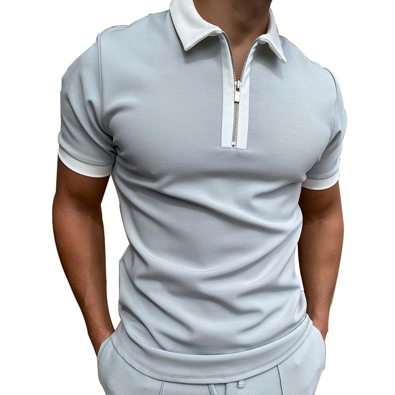Men's Slim Fit Short Sleeve Half-Zip Polo, Casual Daily Wear