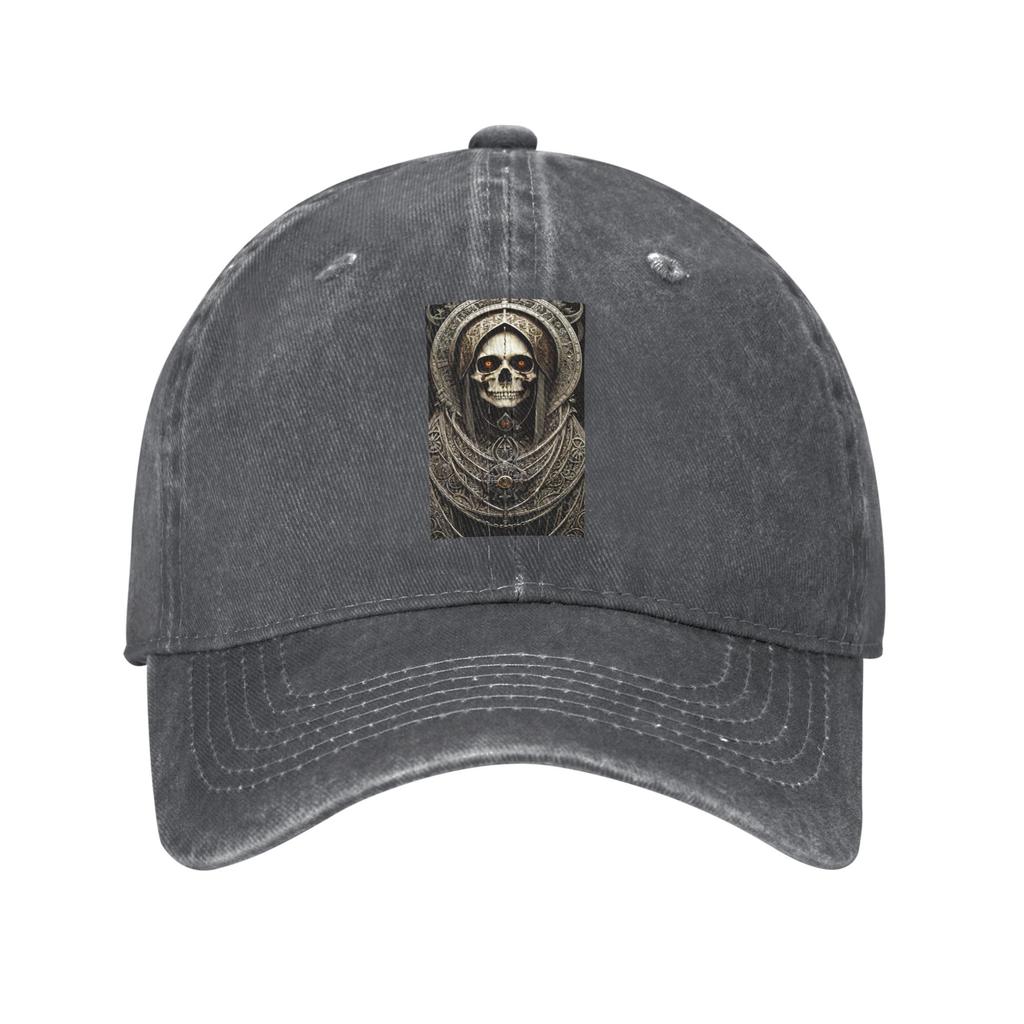 Santa Muerte Saint Death Goth Mexican Muertos Skull Washed Denim Cap Casual Baseball Caps Hat Summer Unisex Baseball Hats