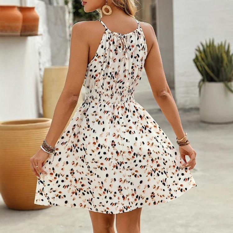 Women Casual Summer Floral Print Beach Holiday One Piece Strap Dress