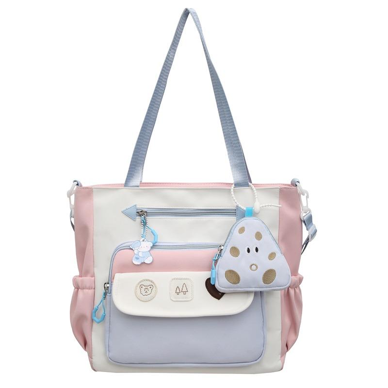 Korean version ins exquisite and cute contrasting colors large-capacity student tutoring bag literary and small fresh women's shoulder messenger bag