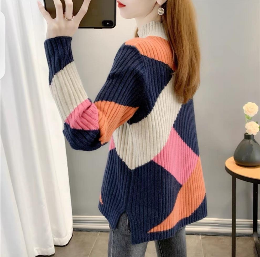 Women's Thick Warm Sweater - Autumn/Winter 2025 High Neck Loose Knit Pullover