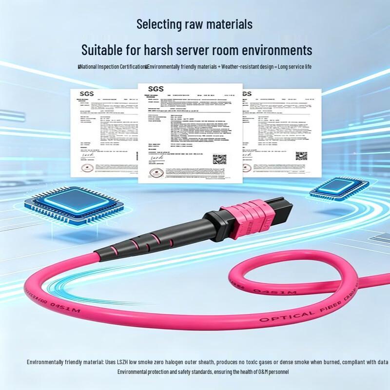 SAMZHE 12-Core OM4 MPO to MPO Fiber Optic Patch Cable