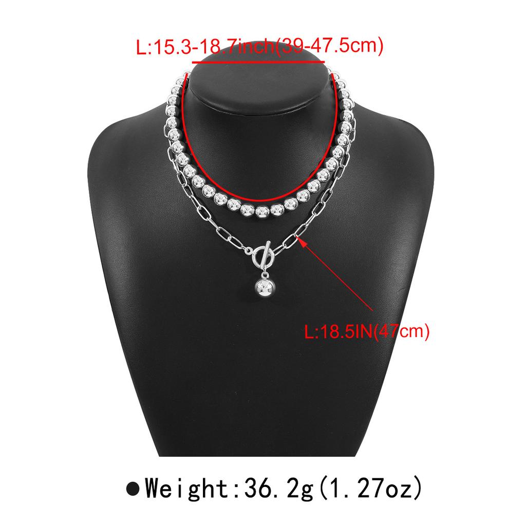 Women European Jewelry Fashion Trend Design Hot Girl Ball Chain Layered Necklace Bracelet Set