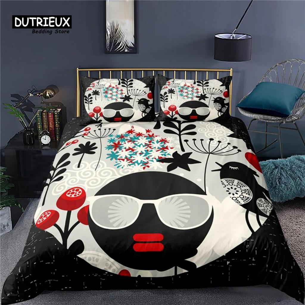 Luxury 3D Abstract Art Girl Print Home Living Comfortable Duvet Cover Set Kids Bedding Set Queen and King EUUSAUUK Size
