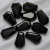Black Onyx Coffin Shape Stepcut Flat Back 10 Pcs 8x12mm Loose Gemstones, Faceted Onyx Stones for Jewelry Making
