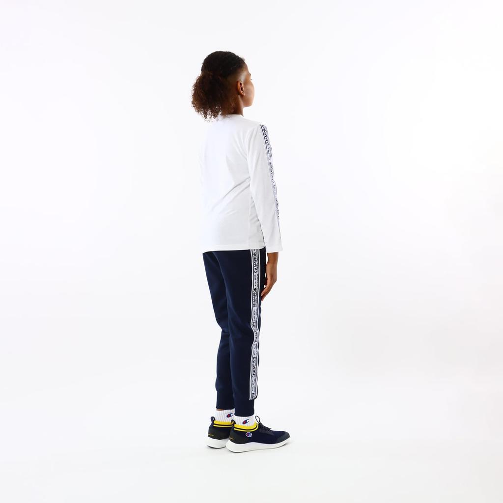 Champion Long Sleeve Round Script School Kids' T-Shirt, Neck, Quick-Drying, Logo, Boys, White, CK-ZS405