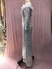2025 Gold Feather Split Evening Gown - Sexy European & American Style Women's Dress