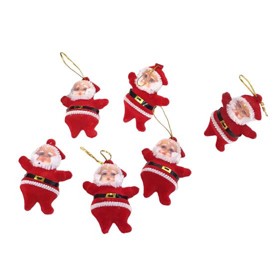 6 Pcs Santa Claus Ornaments for Tree Fabric Santa Claus Christmas Hanging Ornaments 3D Santa Doll Pendant for Holiday Xmas Tree Decor