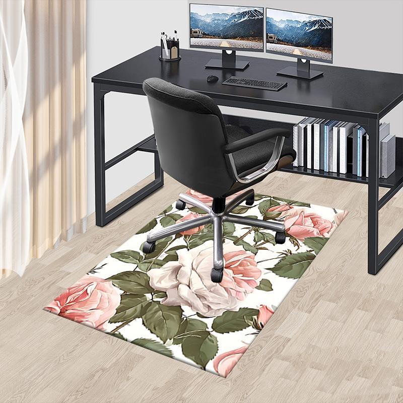 1PC Rose Pattern Carpet Ultra Soft, Thick & Absorbent, Non Slip Machine Washable Mat for Entryway