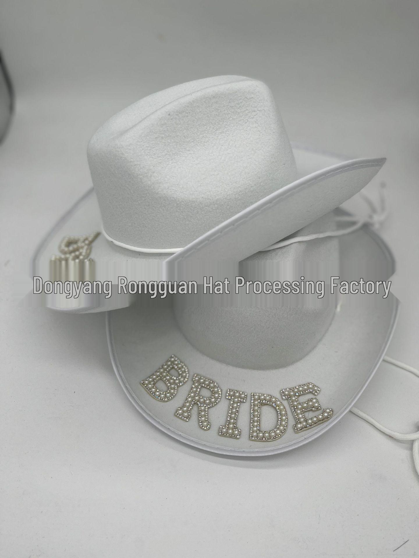 Rhinestone Bride Cowboy Hat - White Denim Western Wedding Hat Zhejiang Jinhua