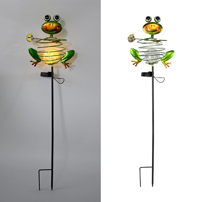 Dancing Frog Solar Crackle Ball Garden Stake Light