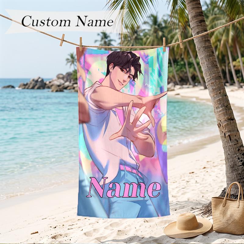 jinu Custom Name Printed Beach Towel Personalized Soft Towel For Swimming Beach Travel