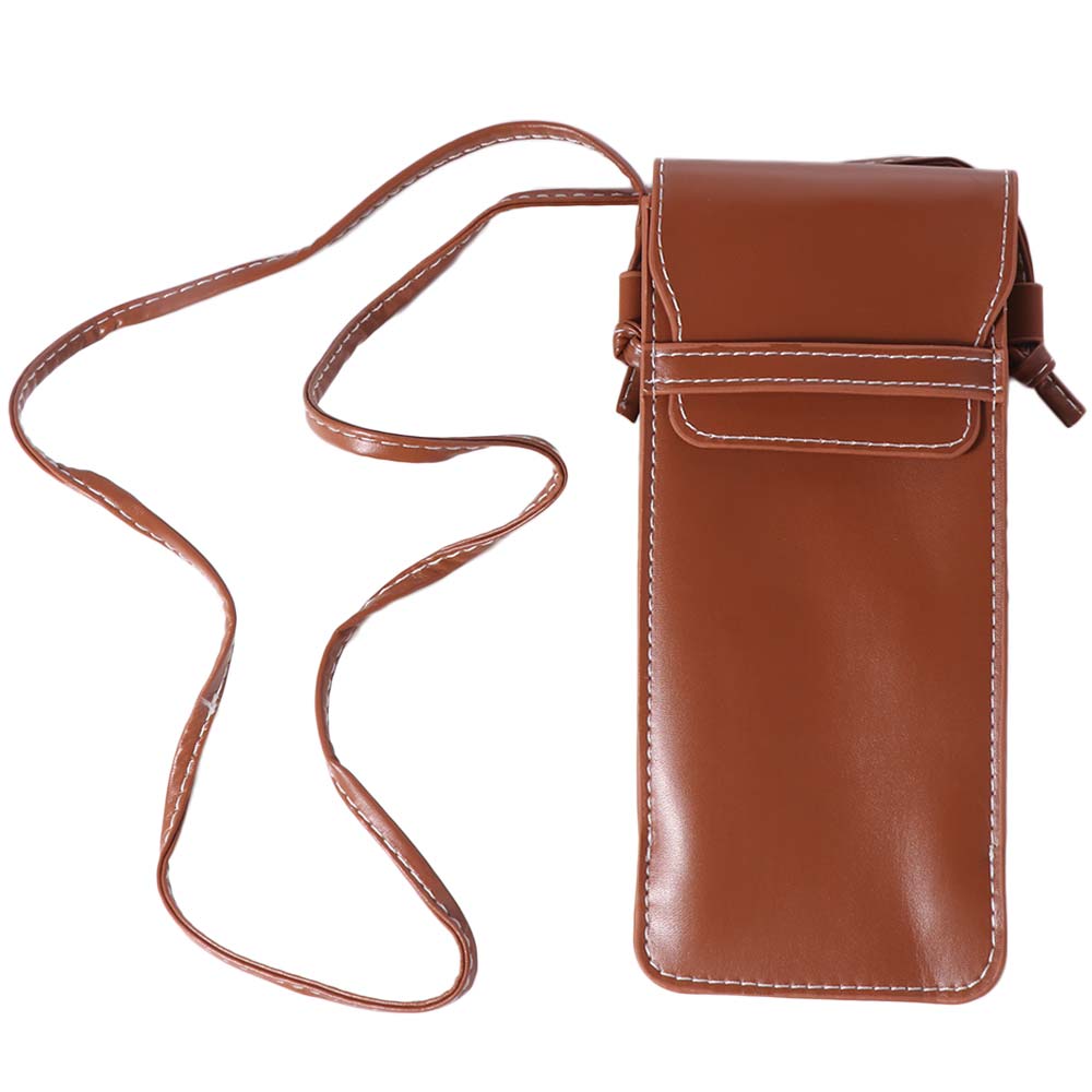 Sac à Lunettes en Cuir PU à Bandoulière Suspendue Fait Main Étui Protecteur pour Lunettes Sac de Rangement pour Lunettes Pochette