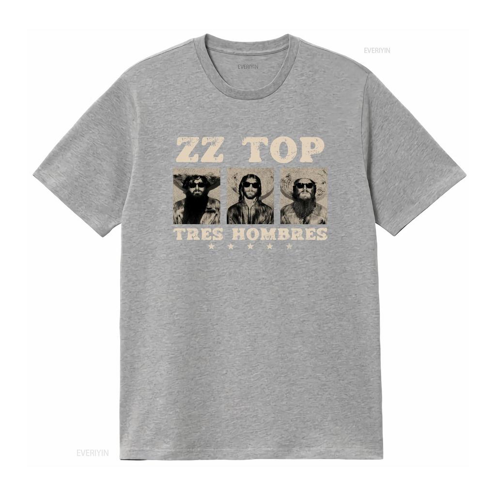 Tres Hombres ZZ Top Retro Rock Blues La Grange Jesus Just Left Chicago T Shirt Vintage Washed Stretched Homme Fashion Stylish