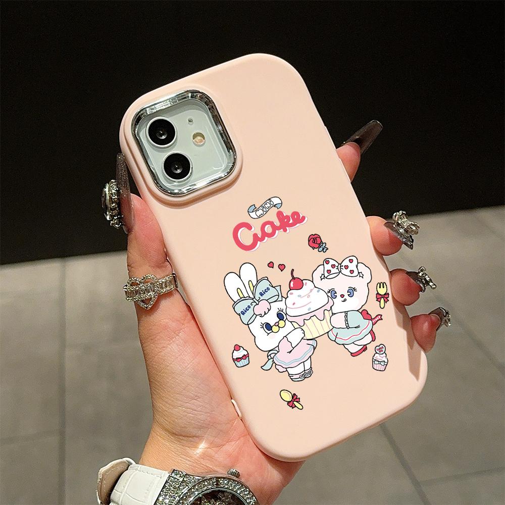 Jednobarevný stříbrný okraj čočky měkký tekutý silikon nárazuvzdorný obal na telefon pro iPhone Samsung Huawei Honor Xiaomi Redmi OPPO Realme Vivo Infinix Tecno