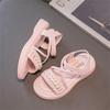 DADAWEN Summer Open Velcro Easy To Put On and Take Comfortable for and 20cm Girls' Sandals, Toe, Closure, Off, Flexible, Walking, School, Outings,