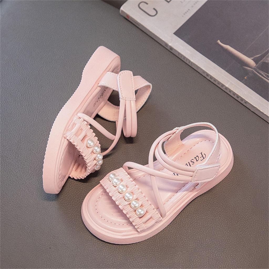 DADAWEN Summer Open Velcro Easy To Put On and Take Comfortable for and 20cm Girls' Sandals, Toe, Closure, Off, Flexible, Walking, School, Outings,