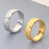 Shiny Gold Color Stainless Steel Ring for Men Women Engraved Band Trendy Jewelry Anniversary Valentine's Day Gift
