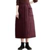 Women Down Skirt Elastic High Waist Large Swing Design Midi Skirt with Pockets Solid Color A-Line Windproof Skirt