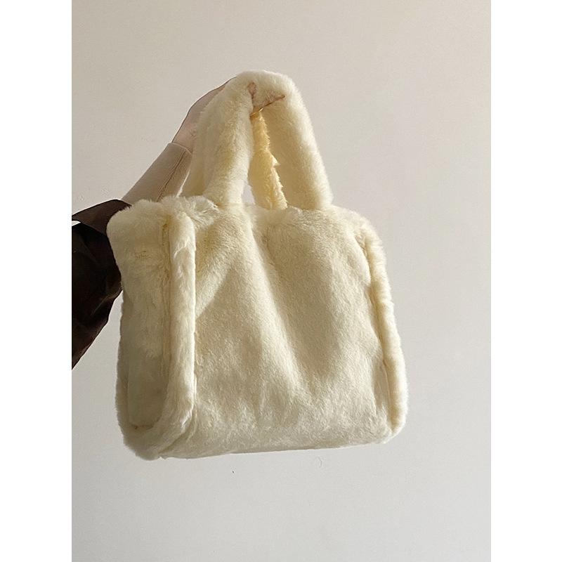 Winter Plush Bag Women's Plush Bag Hand-held Tote Bag Large Capacity Shopping Bag 2025 New Fashion Shoulder Bag