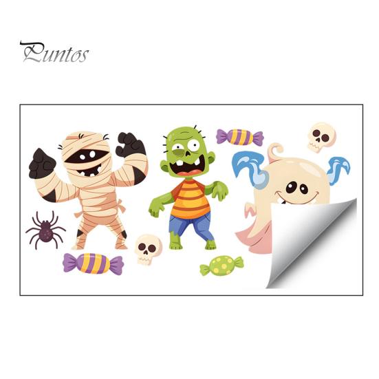 DIY Halloween Window Decorations Static Clings, Cartoon Ghost Pumpkin Witch Monsters Decals, Waterproof Festive Holiday Home Decor Removable