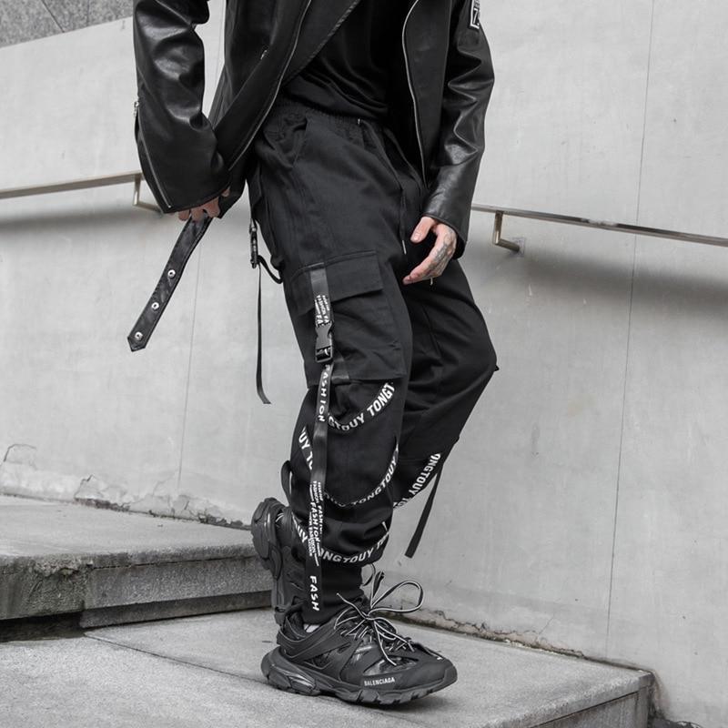 Schwarze Cargohose für Herren, Jogger, Cargohose für Herren, Joggen, japanische Streetwear, Hip Hop, Hippie, Techwear, Gothic-Band