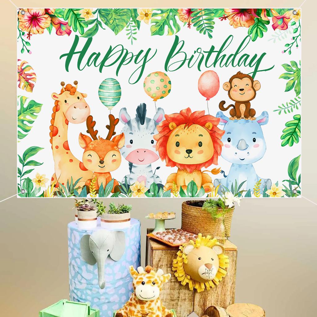 Jungle Animals Backdrop Jungle Party Decoation Wild One Safari Birthday Decorations Baby Shower Boy Gril Birthday Party Decor